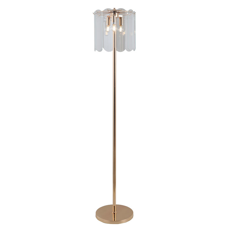 Gulvlampe med 3 pærer i klart glass
