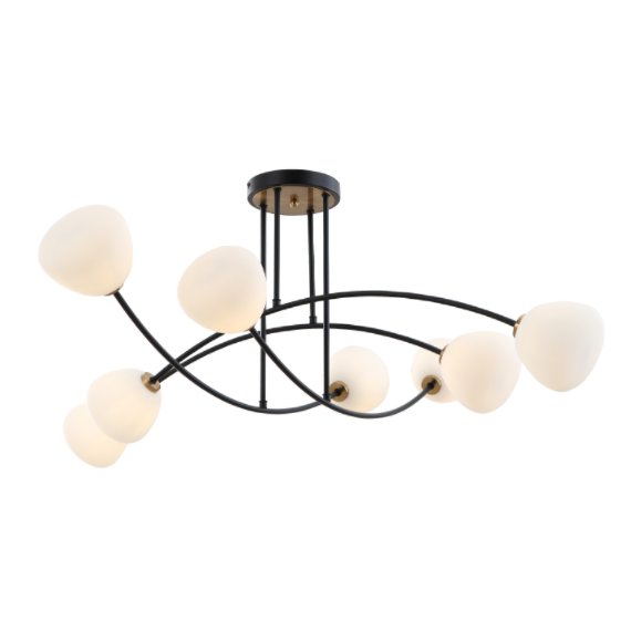 Svart 8-glass flush mount taklys