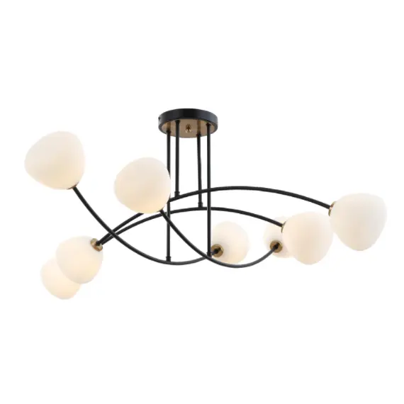 Svart 8-glass flush mount taklys