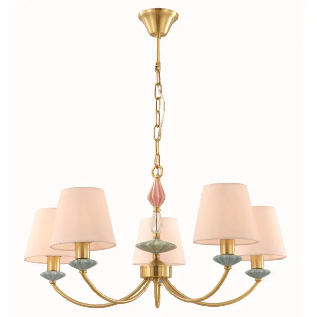 Elegant 5-lys keramisk lysekrone med justerbar kjede