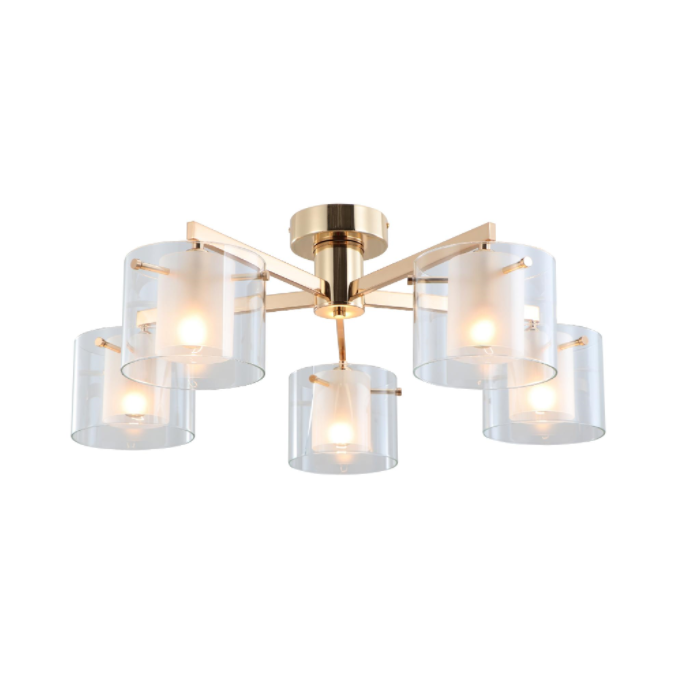 Gull doble briller 5-lys i flush mount taklampe