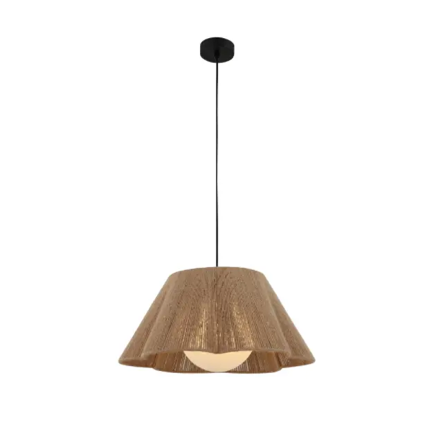 Hamp Tau og Glass Shade Pendel Lampe