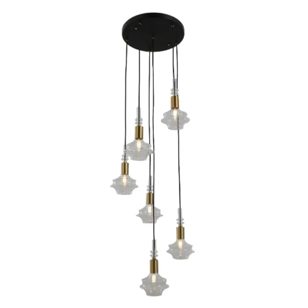 Moderne 6-head tilpasset støpt glassopphengslys