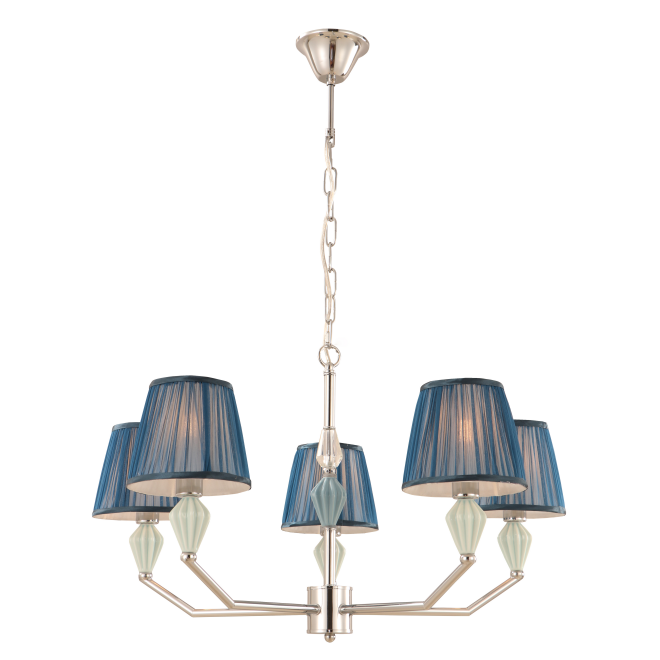 Navy Blue 5-Light Drum Chandelier med keramisk aksent