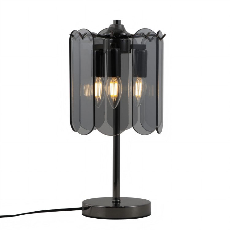 Smoky Glasses 3-lys bordlampe for nattbord